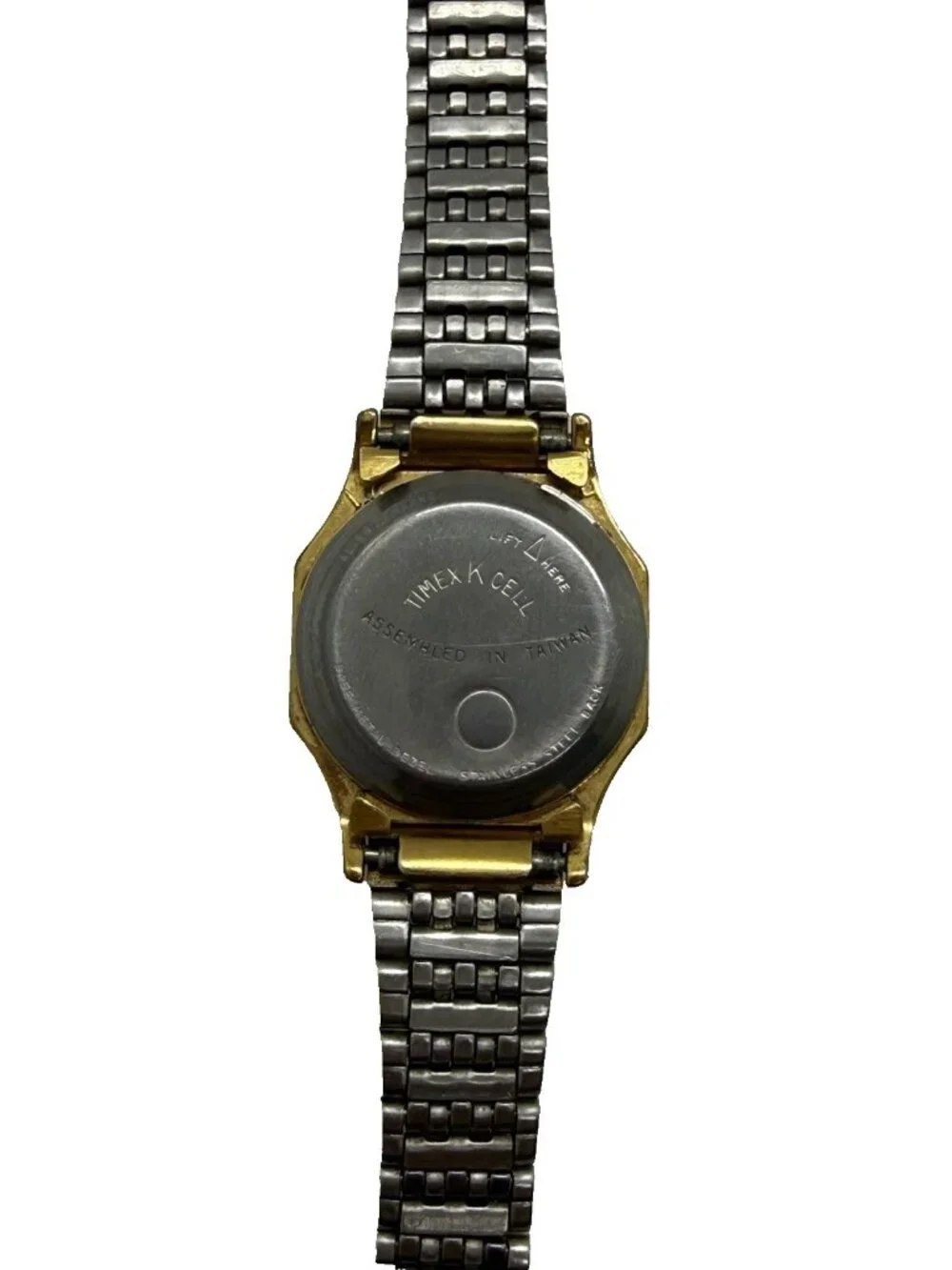 Vtg Timex Women Quartz Hexagon Watch White Dial Gold Tone Bracelet Roman Numeral
